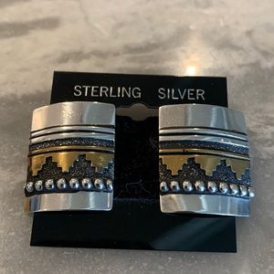 Tommy Singer Navajo Gold and Sterling Silver Earrings for pierced ears